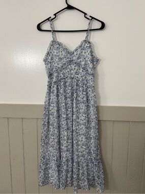 No Boundaries Blue and White Floral Midi Dress